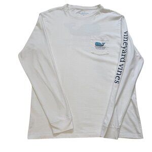 Vineyard Vines Long Beach Island LBI Long Sleeve T-Shirt | White Pocket Tee M